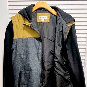 Men’s medium grey, black and beige Department West hooded zip up jacket